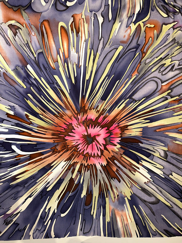 Abstract Flower Pattern  - 100% Silk - 44/45" Wide