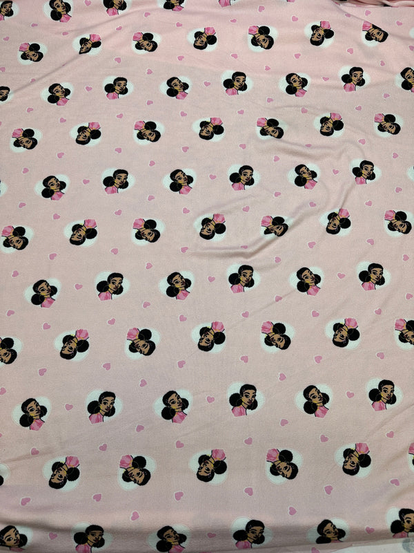 Beautiful Face on Pink Knit Fabric