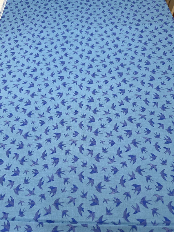 Birds, Blue on Blue - 44/45" Wide - 100% Cotton sec ST