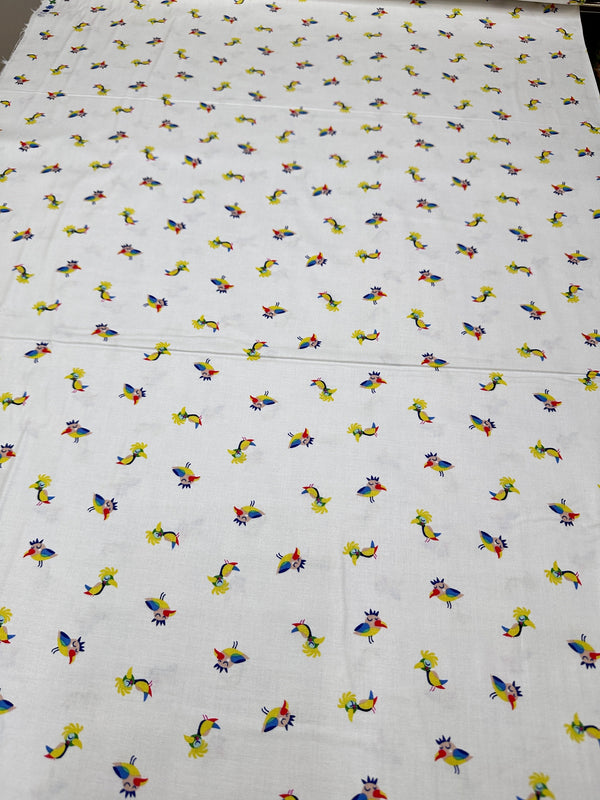 Birds on White Cotton - 44/45" Wide - 100% Cotton sec ST