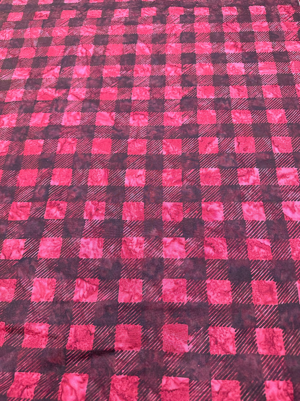 Black & Red Buffalo Check Batik Cotton - 44/45" Wide - 100% Cotton - sec.8