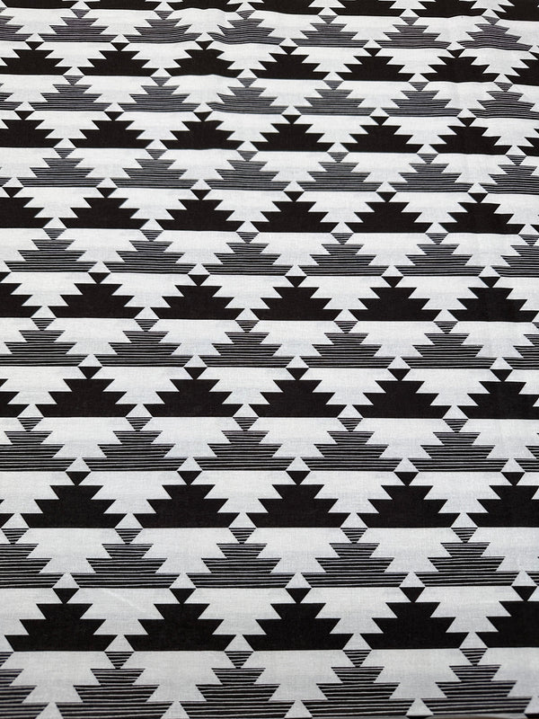 Black & White Aztec - Cotton Fabric - 44/45" Wide - 100% Cotton - sec5