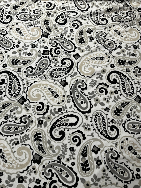 Black & White Paisley Soft Minky Fabric