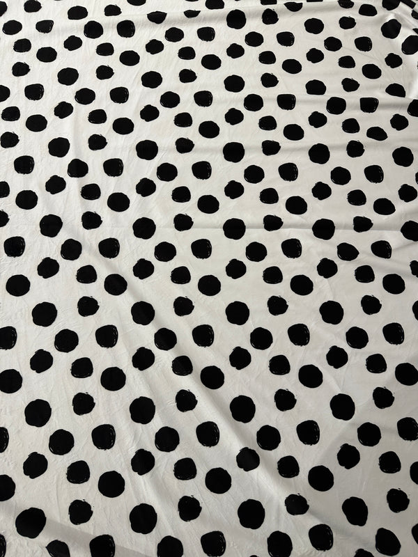 Black & White Polka Dots on Soft White Minky Fabric