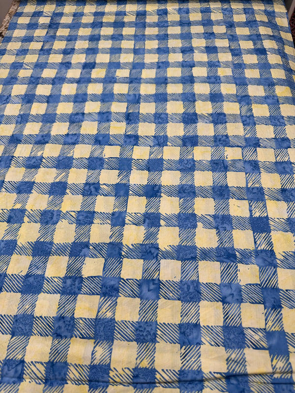 Blue & Yellow Buffalo Check Batik Cotton - 44/45" Wide - 100% Cotton - sec.8