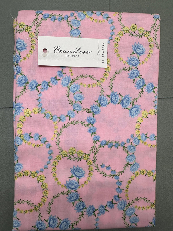 Boundless Fabrics - Circle Pink 2 yard Pre-Cut - 44/45" Wide - 100%Cotton