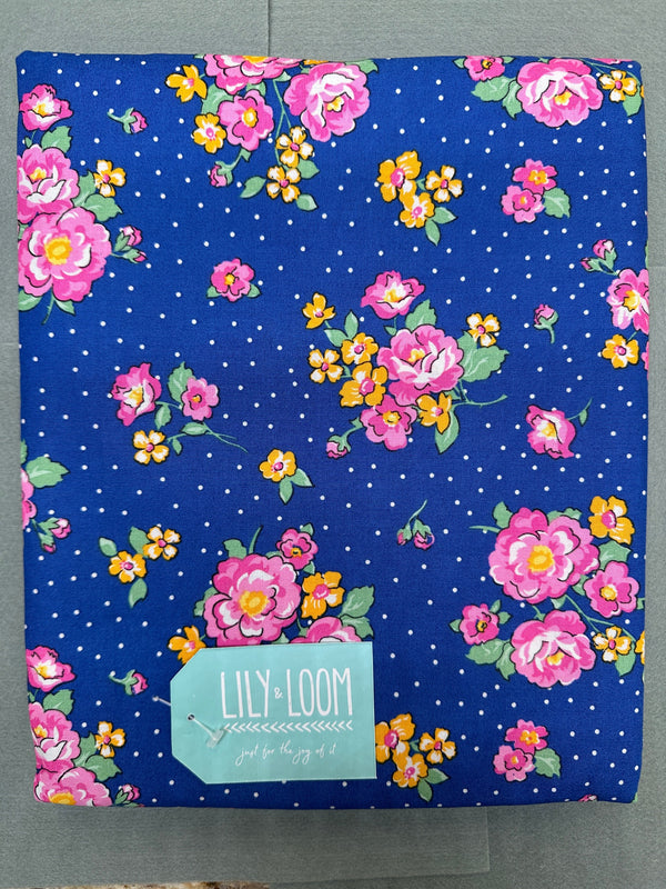 Lily & Loom FD Blue Floral - Pre-Cut 4 yards - 44/45" Wide - 100%Cotton