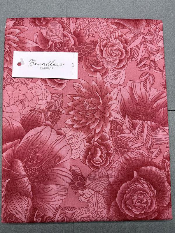 Boundless Fabrics - Floral Light Mahogany - 2 yard Pre-Cut - 44/45" Wide - 100% Cotton