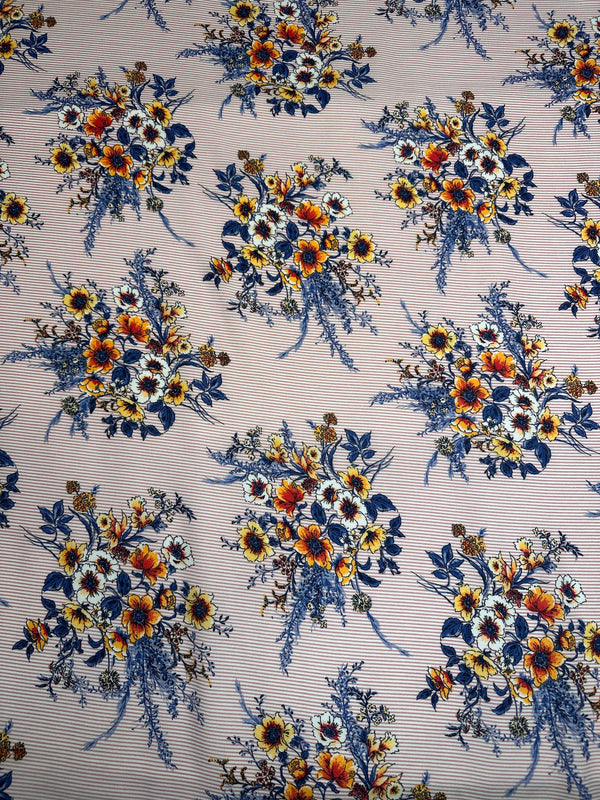 Bouquets on Sheer Light Weight Polyester Fashion Fabric - 56" Wide