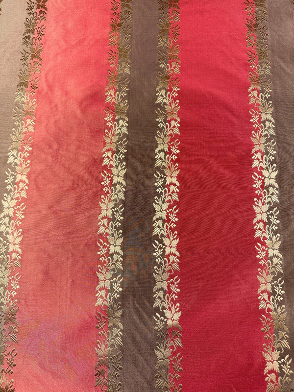 Brown & Red Silk Fabric - 100% Silk - 53" Wide