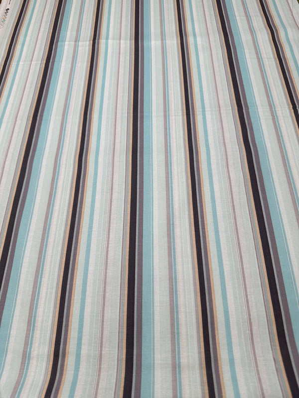 Brown, Tan & Blue Stripes - 44/45" Wide - 100% Cotton sec ST