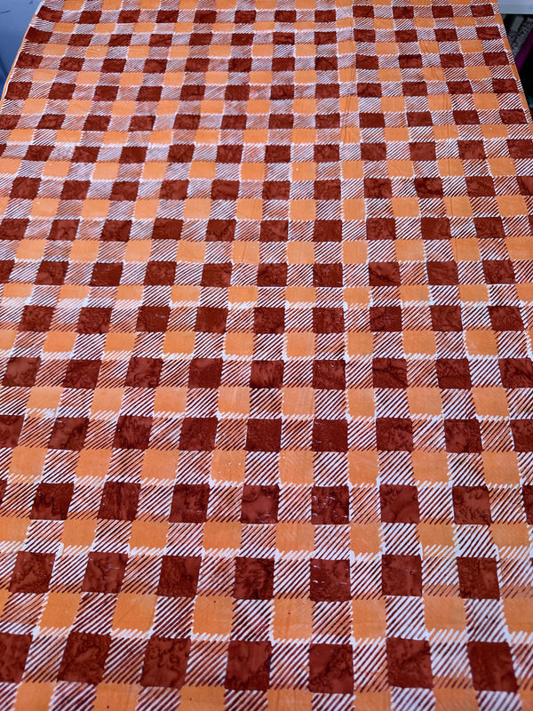 Buffalo Plaid Rust Orange Batik Cotton - 44/45" Wide - 100% Cotton - sec.6