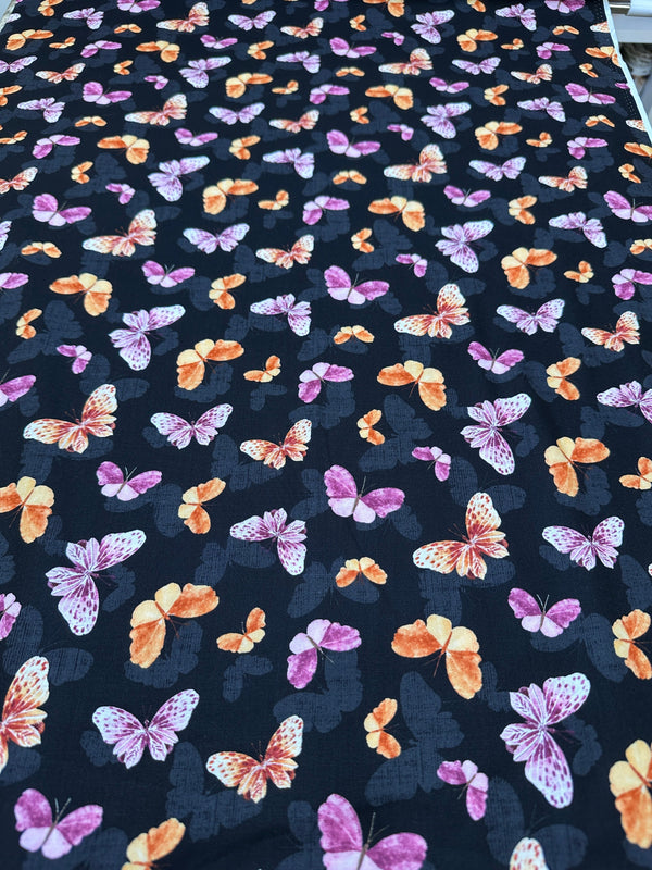 Butterfly's on Cotton Fabric - 44/45" Wide - 100% Cotton - sec5