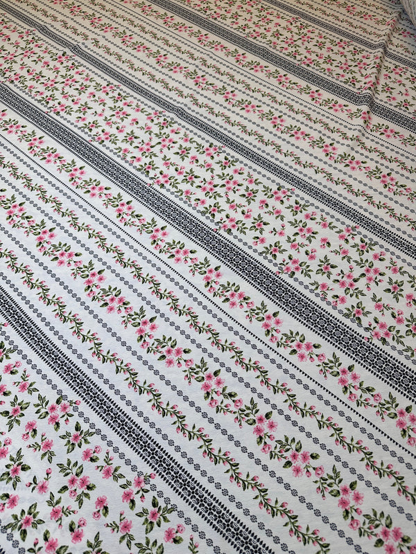Cascading Floral Stripe - Polyester Fashion Fabric - 58/60" Wide