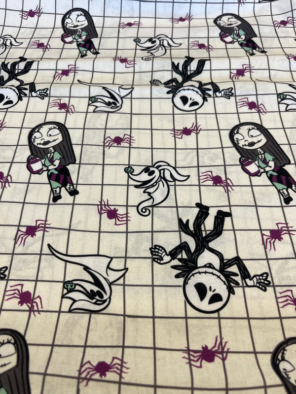 Nightmare before Christmas-spooky grid-springs creative.  100%cotton, 44” wide and $4.99 per yd.