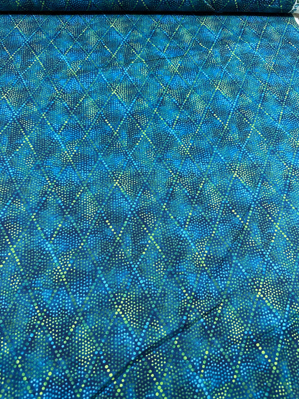 Diamond Dots - Green Blue - Cotton Fabric - 44/45" Wide - 100% Cotton AI2