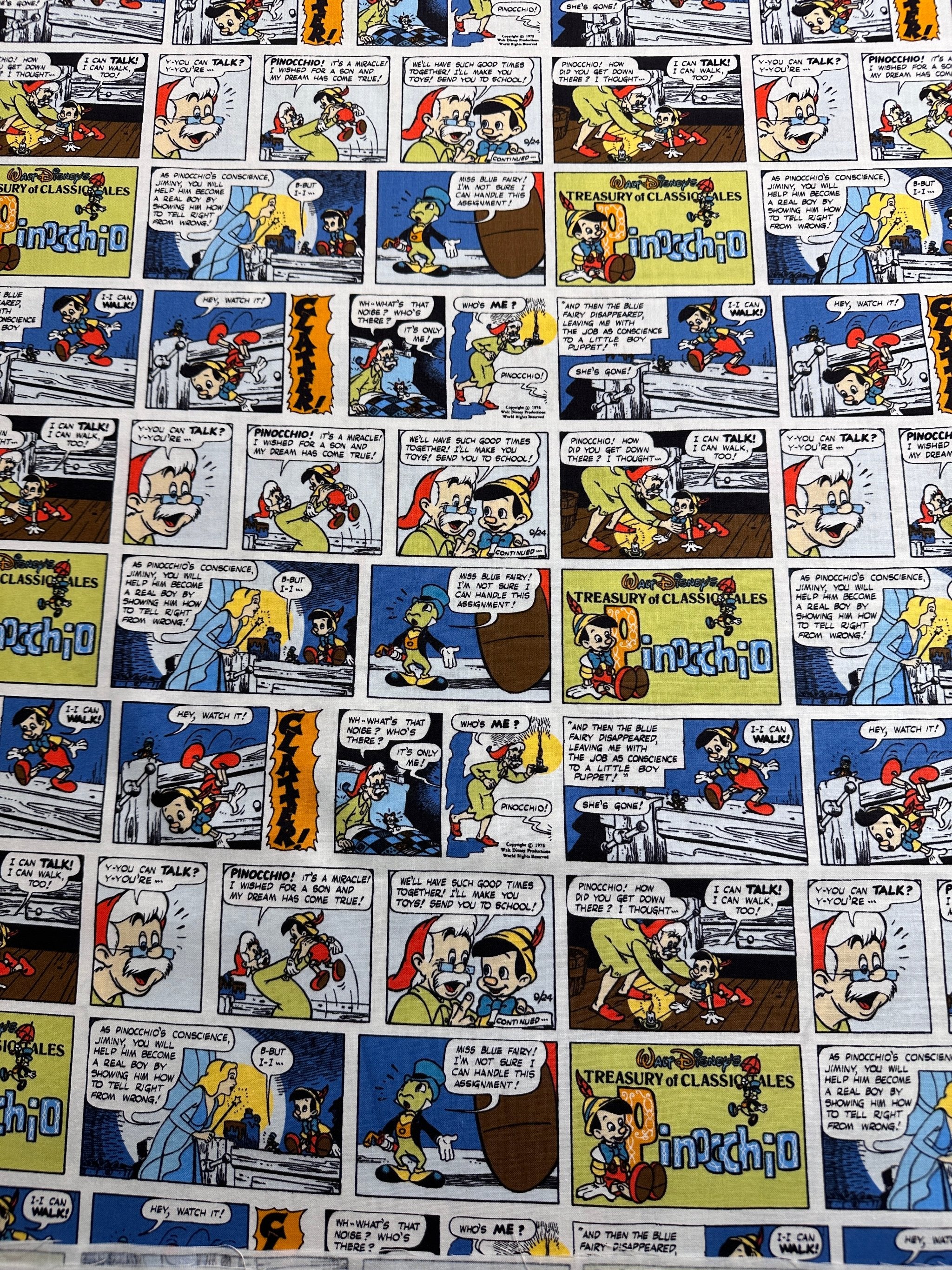 Disney - Pinocchio Comic Strip - Cotton Fabric - 44/45