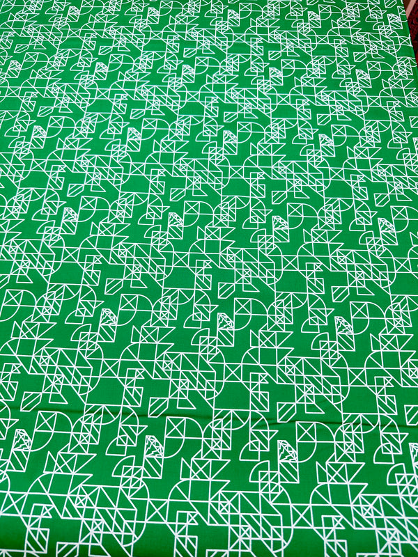 Emerald Abstract Grid Print - Quilting Fabric - 44/45" Wide - 100% Cotton - Sec 1