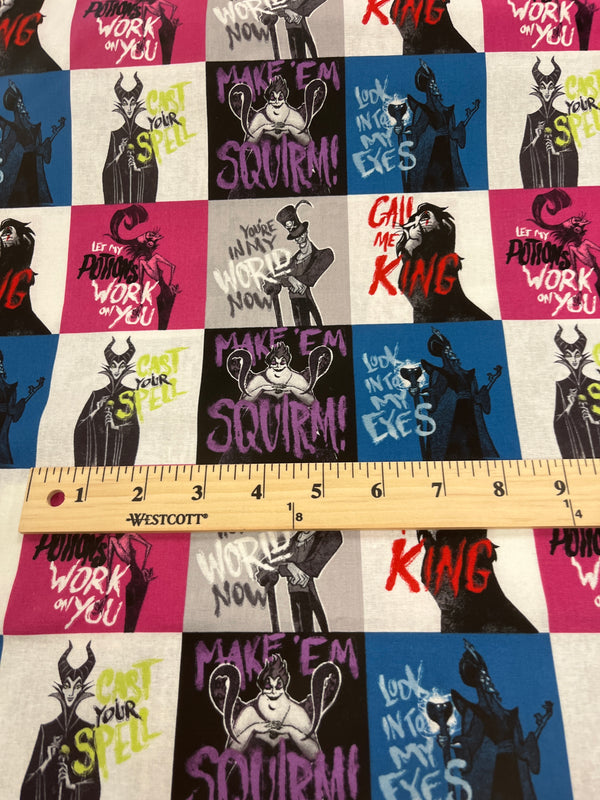 Villains tile-100% cotton, 44” wide.
