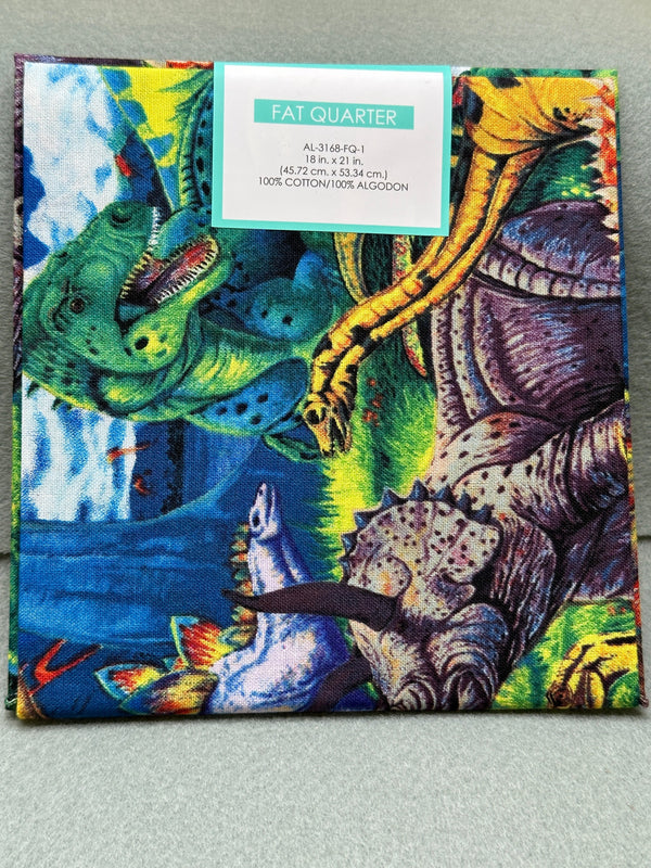 Fat Quarter - Dinosaurs - 18 in. x 21 in.  - 100% Cotton