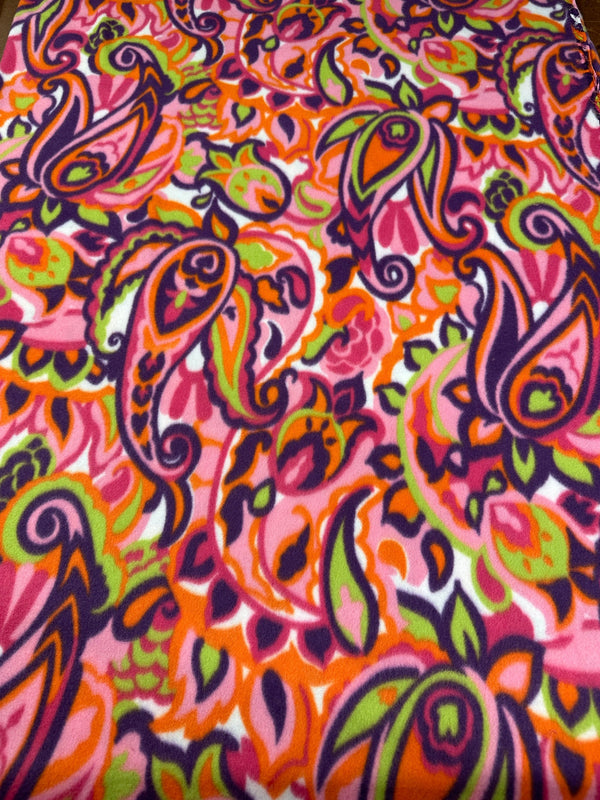 Pink Paisley Fleece Fabric - 58/60" Wide