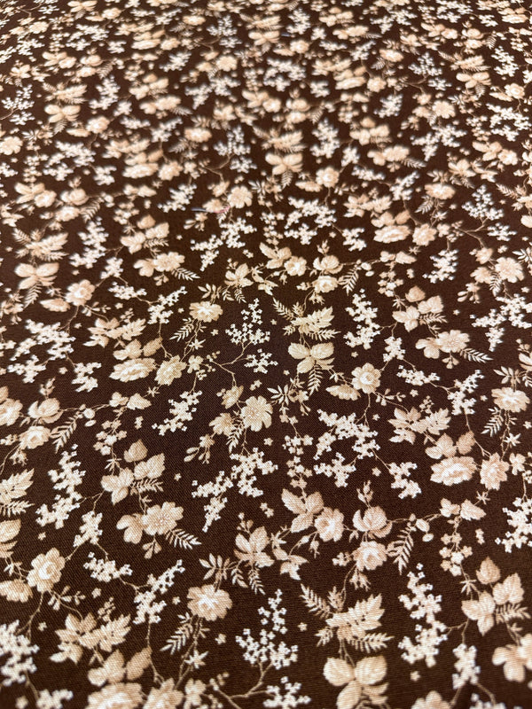 Floral on Brown Cotton Fabric - 44/45" Wide - 100% Cotton AI2