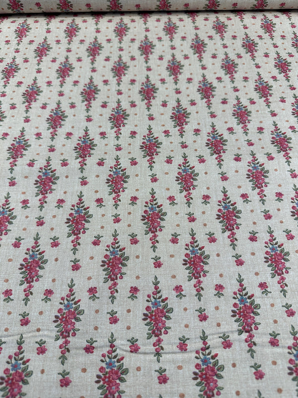 Floral Stripe - Cotton Fabric - 44/45" Wide - 100% Cotton AI2