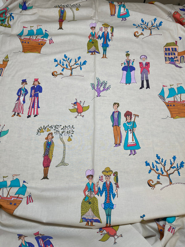 Free Spirit Folk Art Revolution Settlers Cotton Fabric - 43/44" - 100% Cotton