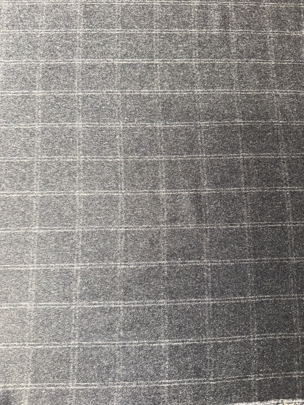 Gray & White Checkered Melton Wool Blend - 50% Wool 50% Poly