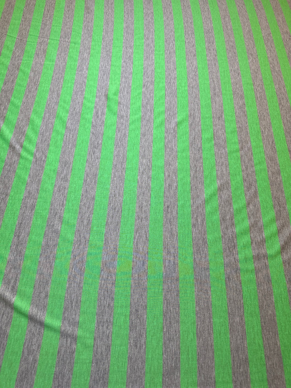 Green & Gray Strip - 60" Wide - Spandex Knit