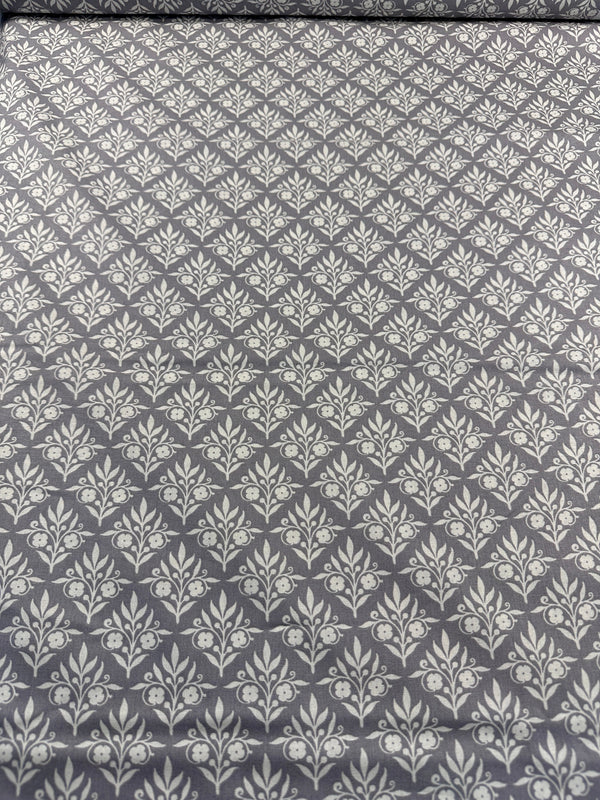 Grey & White Floral Diamond - Cotton Fabric - 44/45" Wide - 100% Cotton AI2