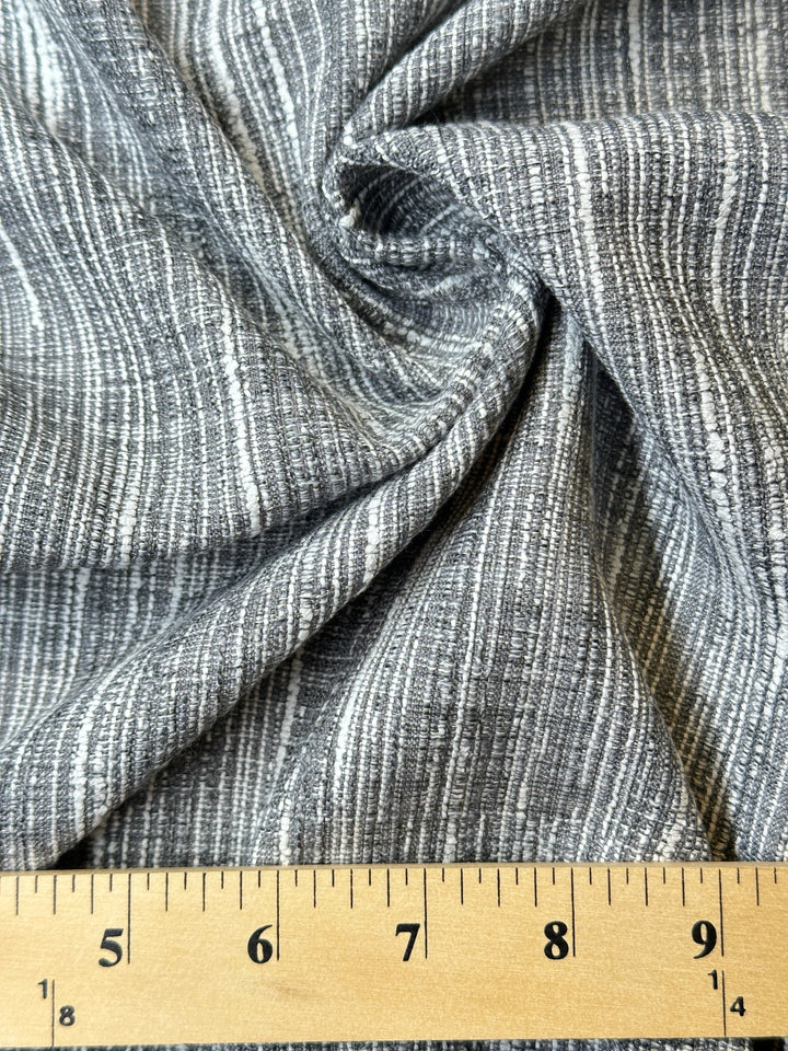 Hamrick Upholstery Fabric Smoke Gray White Chords 56" Wide