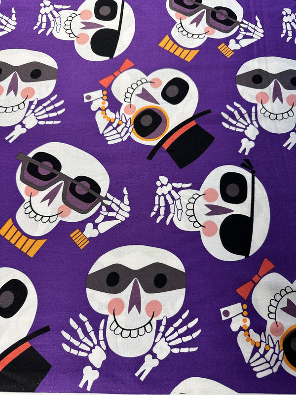 Happy Skeletons - Halloween - Cotton Fabric - 44/45" Wide - 100% Cotton