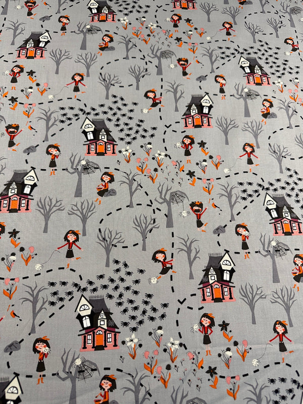 Haunted House - Cotton Fabric - Halloween - 44/45" Wide - 100% Cotton