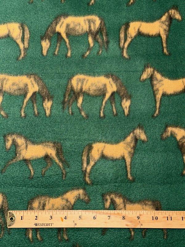 Horses on Green Fleece