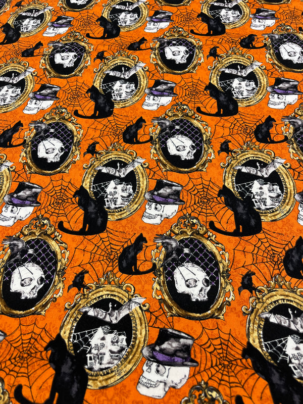 Andover Fabric-Mystery Manor-cotton fabric-44/45”wide-orange/black-100%cotton