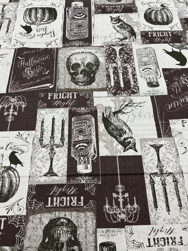 Andover fabric-Mystery Manor-cotton fabric-44/45” wide-grey/black-100%cotton