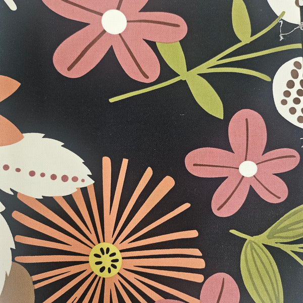 Alexander Henry home collection-floral on black background, 100% cotton duck, 44” wide.