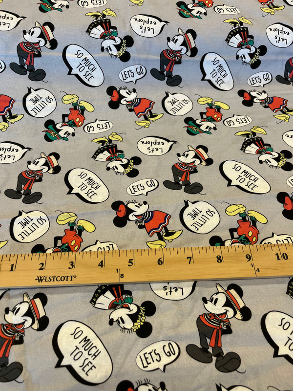 Let’s explore Mickey & Minnie-100% cotton, 44” wide and $4.99 per yd.