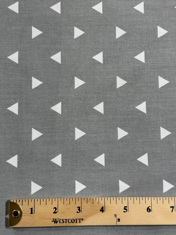 Premiere Cotton - Gray with White Triangles - 56" Wide