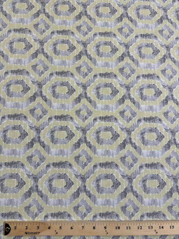 Premiere Cotton - Gray & Pale Yellow Hexagon Pattern - 56" Wide