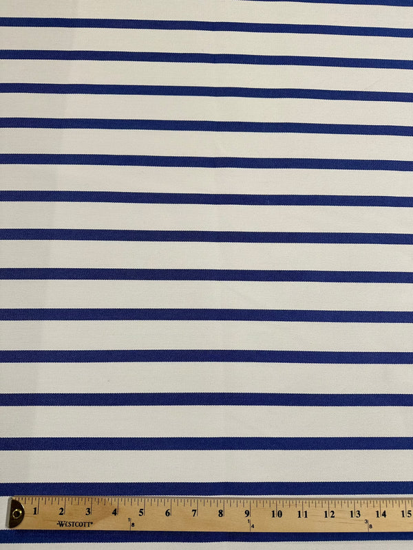 Premiere Cotton Print - White with Blue Stripes - 56" Wide