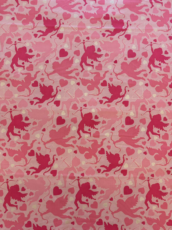 Pink Qupid & Hearts Cotton - Quilting Fabric