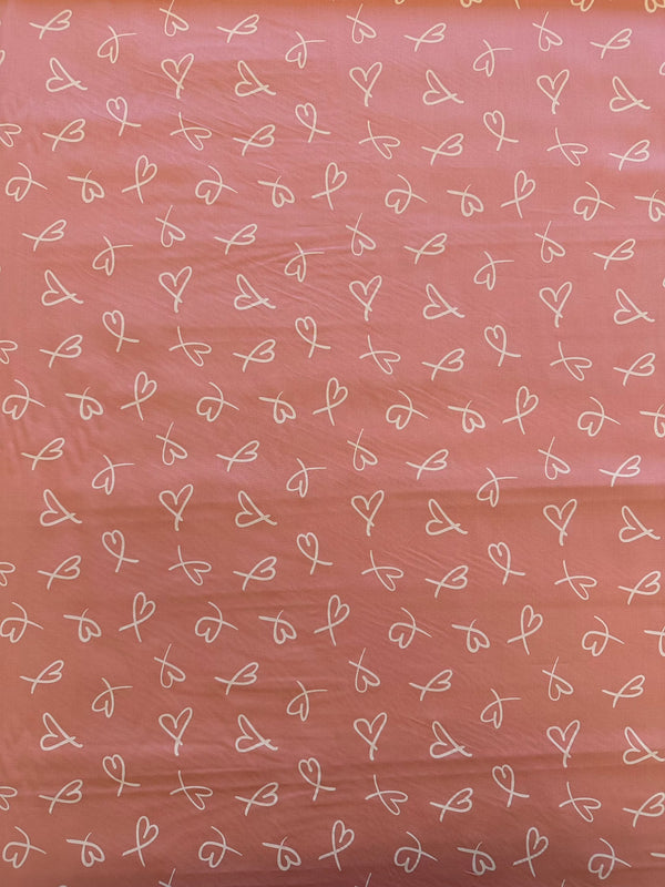 Hearts on Pale Pink Cotton - Quilting Fabric