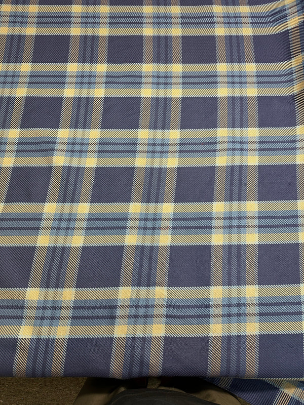 Laura & Kiran - Blue Plaid - Upholstery - Cotton Fabric - 54/56" Wide - 100% Cotton