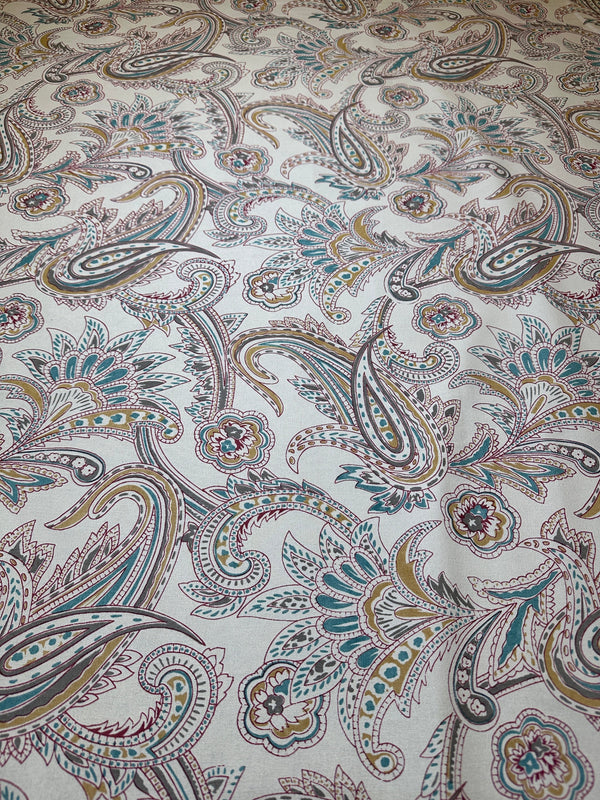 Laura & Kiran - French Paisley (Rusty) - Upholstery/Drapery Cotton Fabric - 56" Wide - 100% Cotton