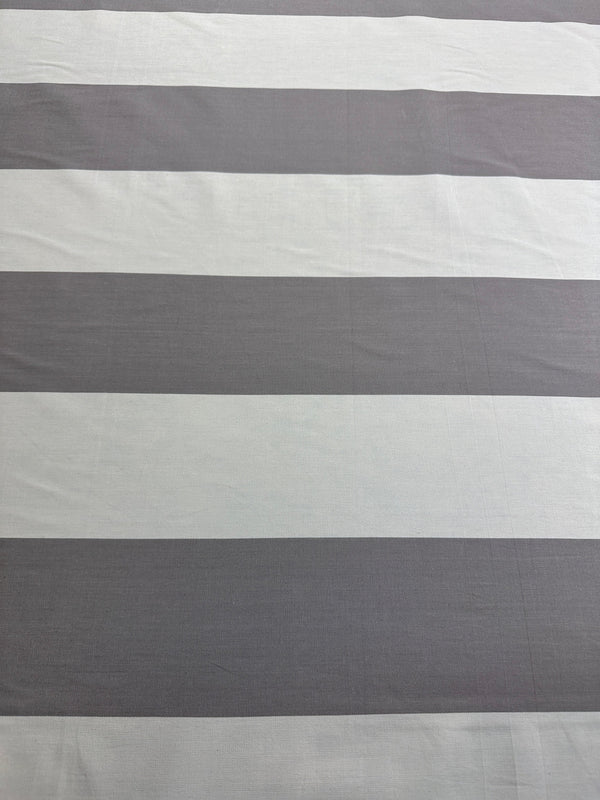 Laura & Kiran - Grand Awning Stripe - Grey/Natural - Upholstery - Cotton Fabric - 54/56" Wide - 100% Cotton