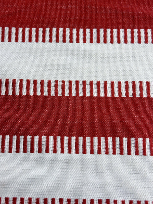 Laura & Kiran - Laddee Stripe - Tibetan Red/White - Upholstery - Cotton Fabric - 54/56" Wide - 100% Cotton