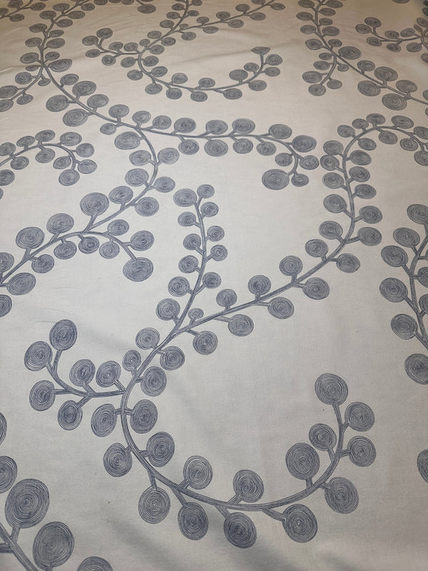 Laura & Kiran - Spiral Branch - Blue - Upholstery/Drapery Cotton Fabric - 58" Wide - 100% Cotton