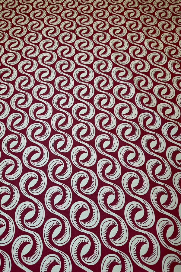 Laura & Kiran - Yoruba Print - Cranberry - Upholstery/Drapery Cotton Fabric - 58" Wide - 100% Cotton
